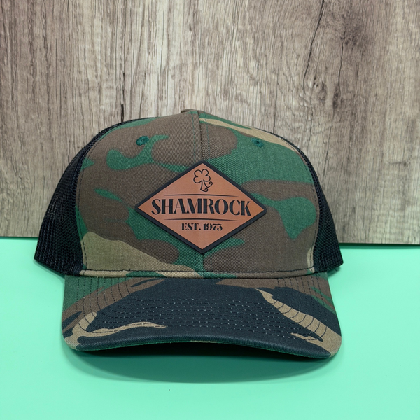 Camo leather patch ball cap