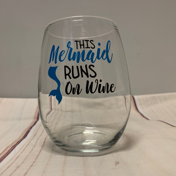 Mermaid Runs on Wine glass
